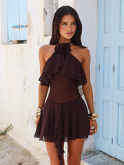 Lydii Mini Dress Chocolate Brown