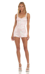 Hook and Eye Romper in Pink Swirl