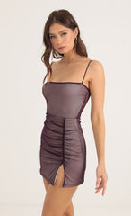 Mesh Bodycon Dress in Purple