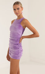 Velvet Bodycon Dress in Purple