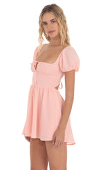 Puff Sleeve Mini Dress in Pink