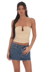 Embellished Tube Top in Beige