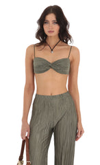 Pleated Two Piece Set in Green