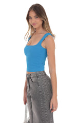 Scoop Tank Top in Aqua Blue