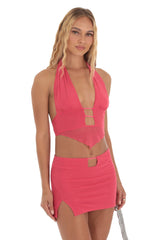 Halter Two Piece Set in Pink