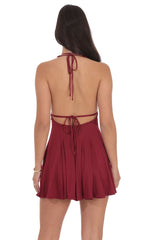 Plunge Rose Clip Dress in Burgundy