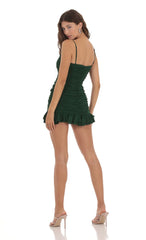 Ruched Bodycon Dress in Green
