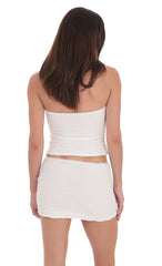 Strapless Ruffle Two Piece Set in White