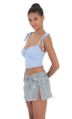Shoulder Ties Twist Top in Blue