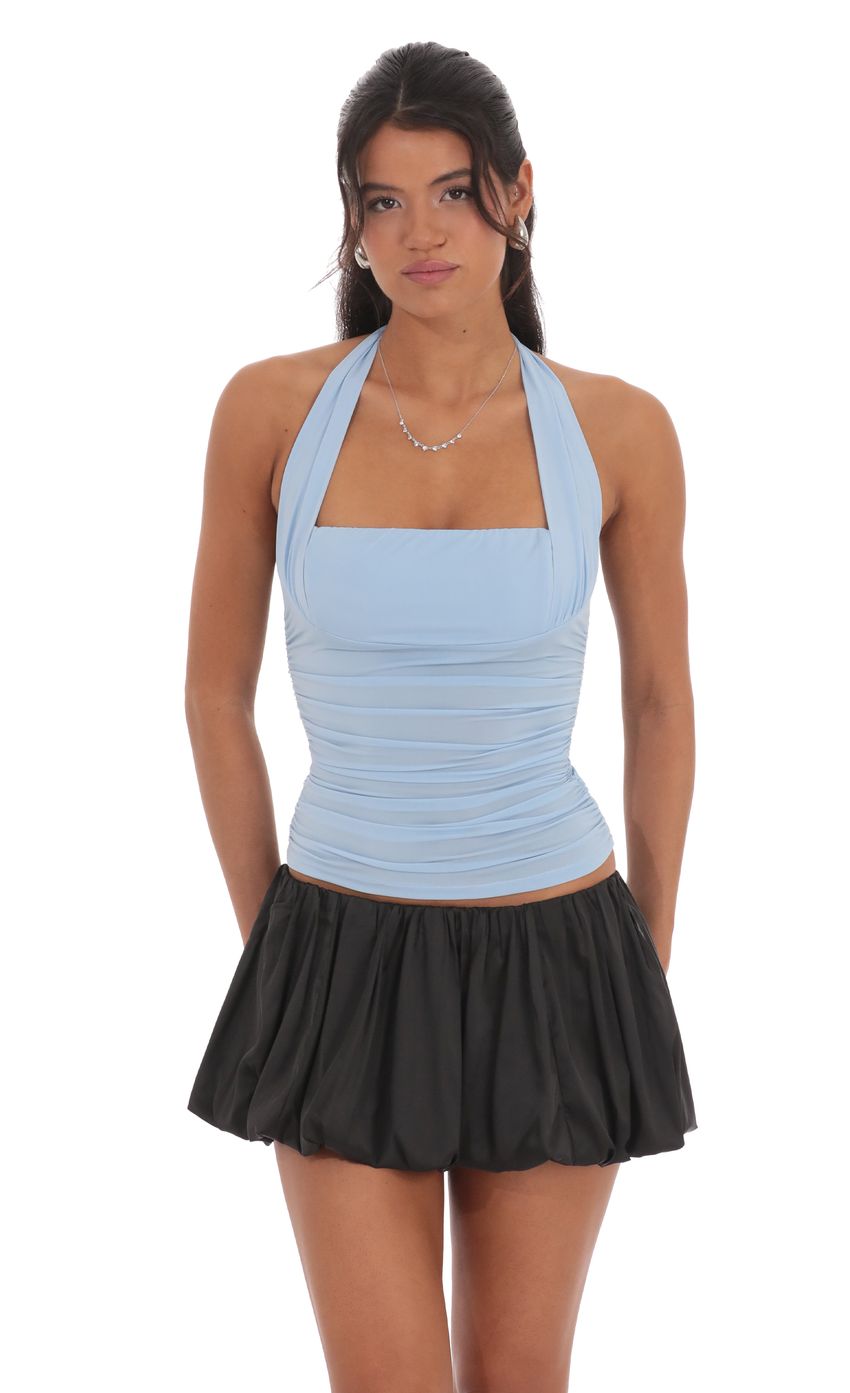 Satin Bubble Skort in Black