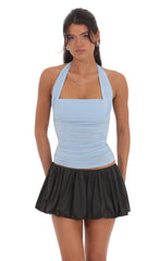 Satin Bubble Skort in Black