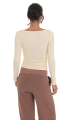 Fitted Long Sleeve Top in Pastel Yellow