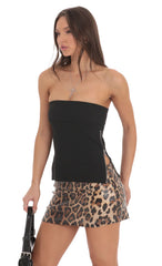 Side Zip Strapless Top in Black