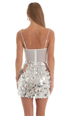 Sequin Corset Dress in White