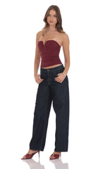 Mid Rise Baggy Jeans in Navy