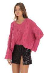 Sequin Slit Skirt in Black