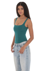Basic Tank Bodysuit in Teal