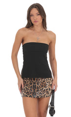 Side Zip Strapless Top in Black