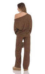 Knit Straight Pants in Brown