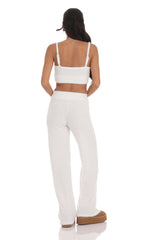 Fuzzy Straight Pants in White