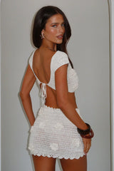 Perla Crochet Mini Skirt - Ivory