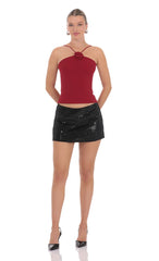 Sequin Mini Skort in Black