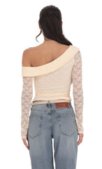 Lace Off Shoulder Top in Pastel Peach