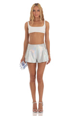 Iridescent Two Piece Set in Silver and White
