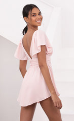 Flutter Sleeved Dress in Baby Pink