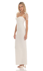 Shoulder Ties Maxi Dress in White