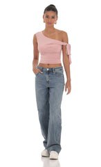 Off Should Tie Sleeve in Mauve Pink