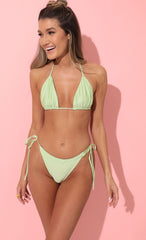 Reversible Triangle Bikini Set in Green Kiwi
