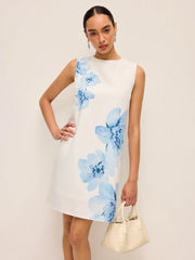 Floral Tye-Dye-Print Zipper Dress