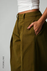 Sheveta The Meridian Wide-Leg Trousers - Olive Oil