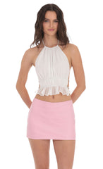 Faux Leather Mini Skort in Pink