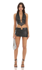 Shimmer Halter Two Piece Set in Black