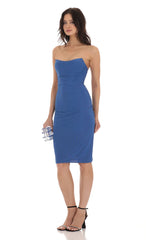 Corset Strapless Dress in Blue