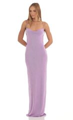 Draped Back Maxi Dress in Purple