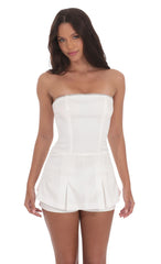 Rhinestone Romper in White