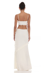 Ruffle Two Piece Set in White