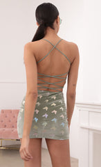 Velvet Lace-Up Set In Sage Butterflies