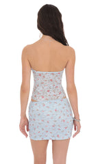 Floral Lace Bodycon Two Piece Set in Blue