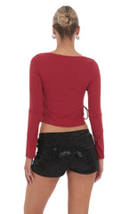 Velvet Sequin Shorts in Black