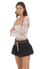 Velvet Ribbon Skort in Black