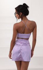 Leopard Satin Set in Lilac