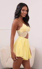 Cutout Lace Romper in Yellow