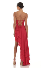Asymmetrical Corset Dress in Red