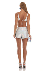 Iridescent Two Piece Set in Silver and White