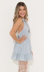 Chiffon Ruffle Dress in Blue