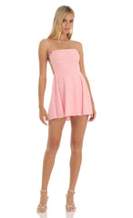 Floral Eyelet A-Line Dress in Pink